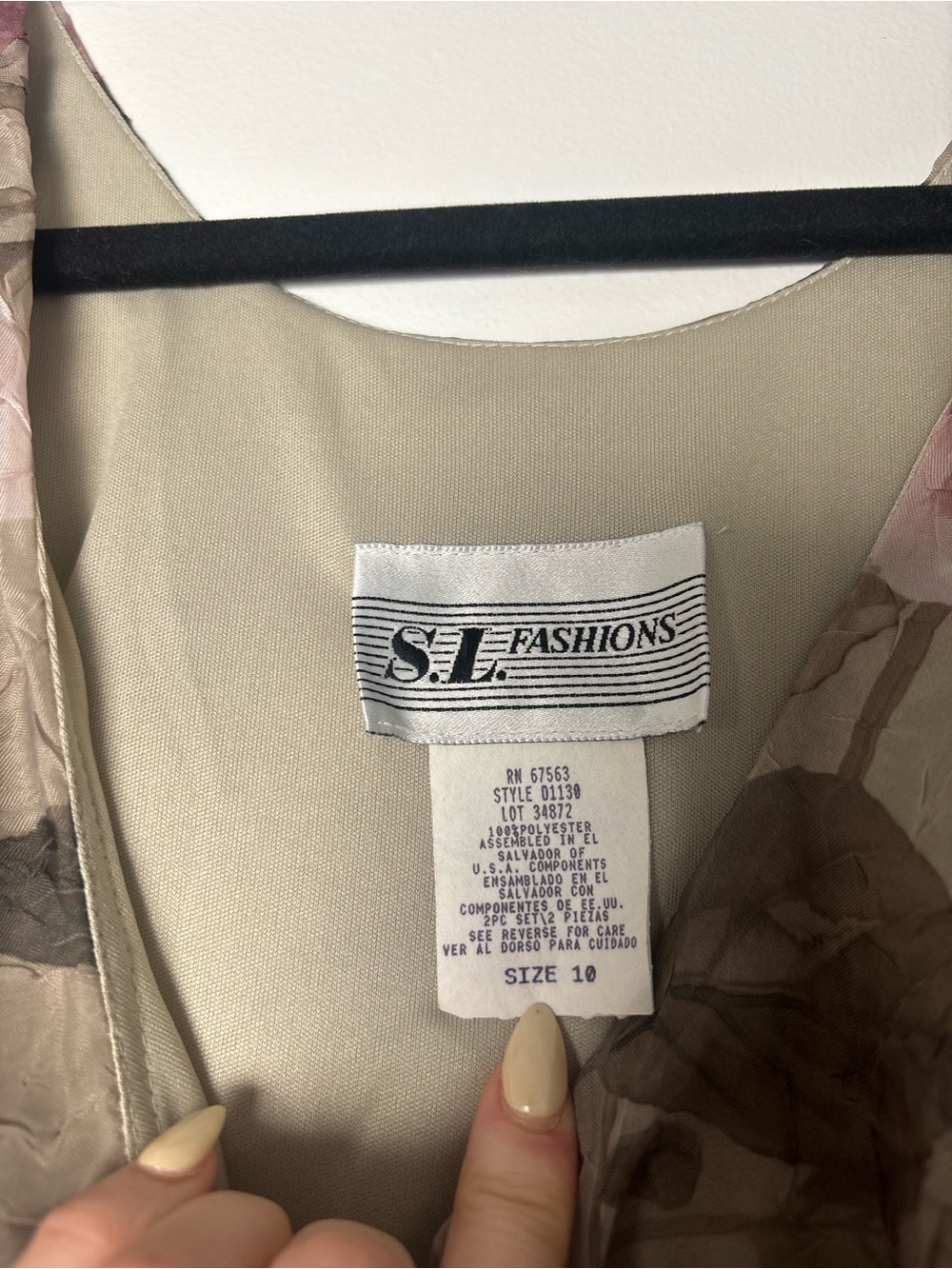 S.L. Fashions Taupe Dress with Blush Rose Print - Picture 3 of 4